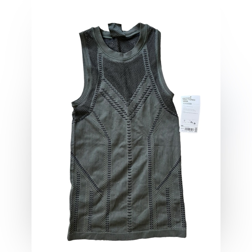 Athleta Oxygen Two Toned Tank Top Women's XS Seamless Mesh Stretchy Green NWT✅‎